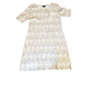 NWT Lauren Ralph Lauren White Sheer Crochet Lace Dress Large